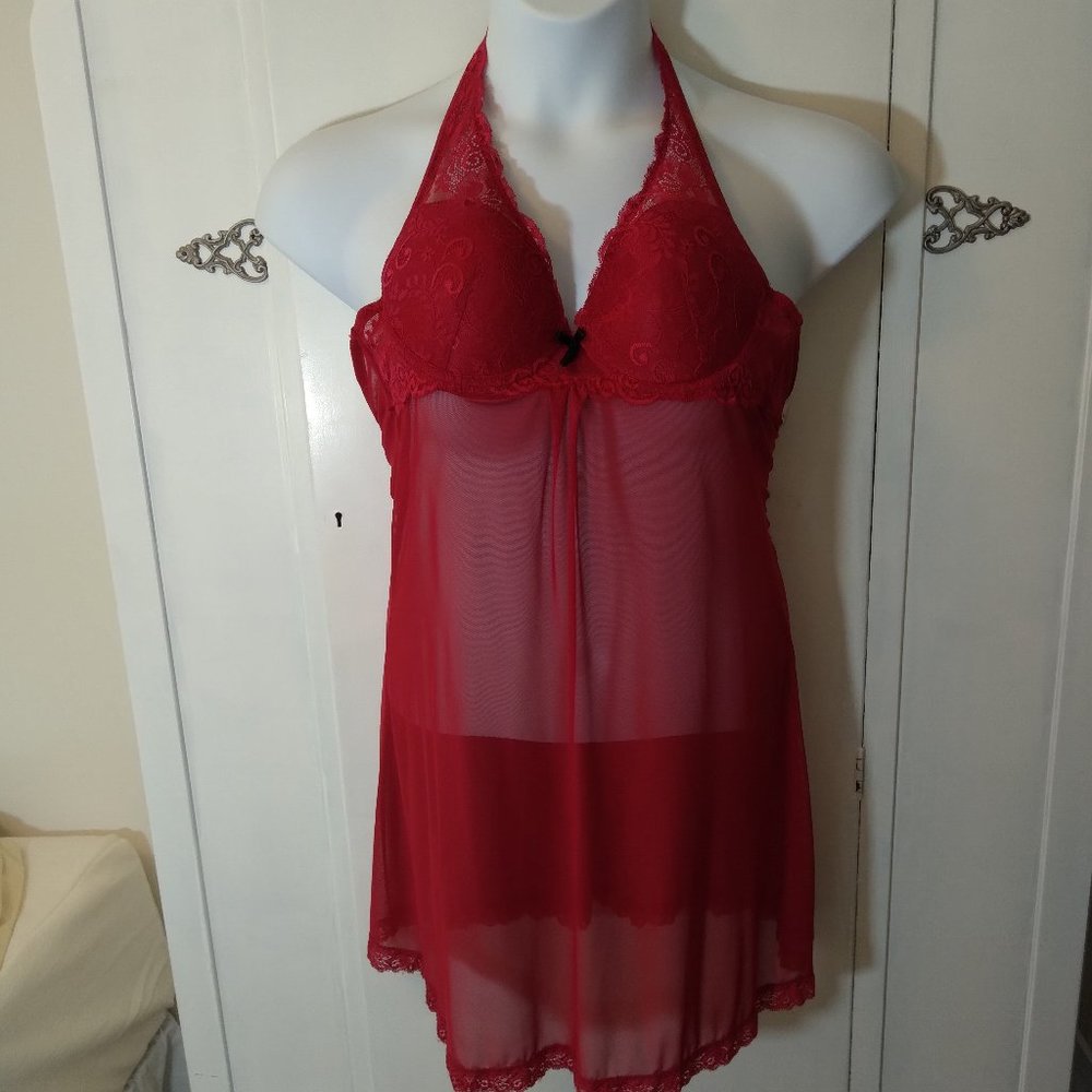Marilyn Monroe Red Net Short Nightgown